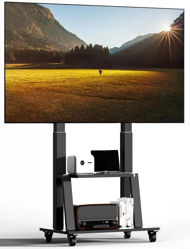 TV-Möbel, 100 Zoll, Transportrollen, Max Vesa 900x600, Max 180 lbs, Tv Ständer Rollbar, Fernsehständer mit Rollen, Höhenverstellbar TV Ständer