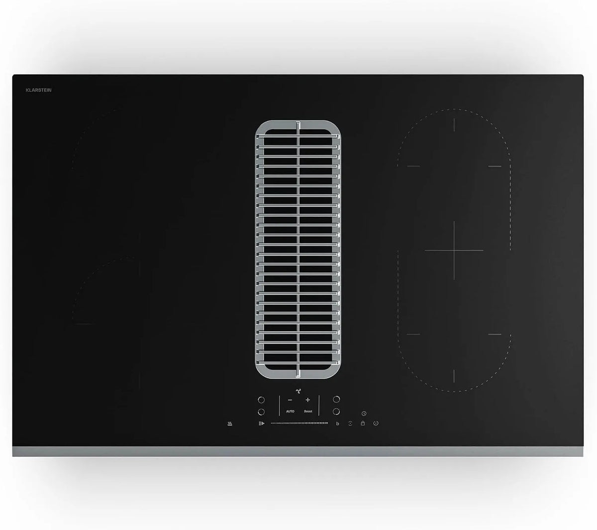 Klarstein Induktionskochfeld, 80cm, 7400 W, Induktionsplatte, Touch-Bedienung, Timer, Kindersicherung, Edelstahl, Touch-Slider, integrierte, 4 Zonen