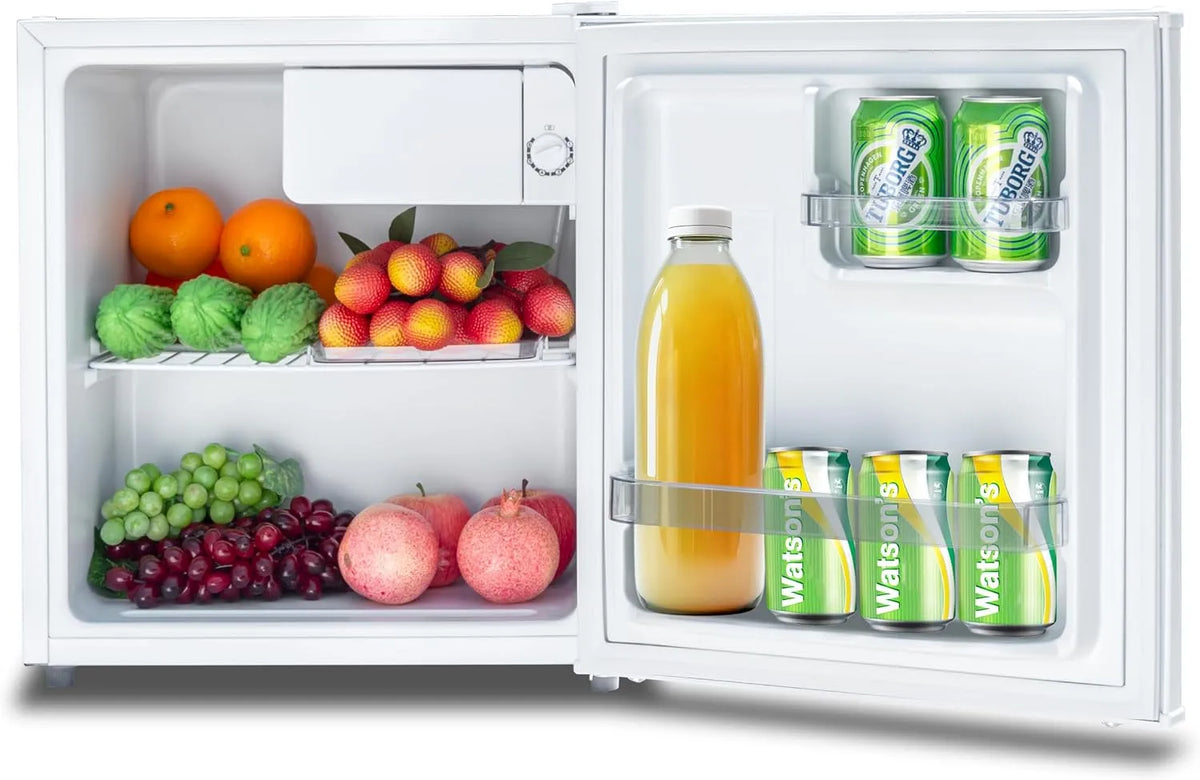 Kühlschrank 220-240V, 45 L, 240 V, 39 dB, leise, Weiß, Minibar für Zimmer, Kühlschrank 45L, Mini Kühlschrank, Minikühlschrank mit Umkehrbare Tür