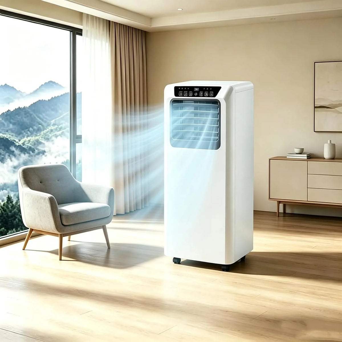 Luftentfeuchter 4-in-1 24h, Energieklasse A, tragbar, Timer, WLAN, Air Pro 12000 BTU Tragbare AC 4-in-1 Smart Wifi Einheit mit 24h Timer & Fenster Kit
