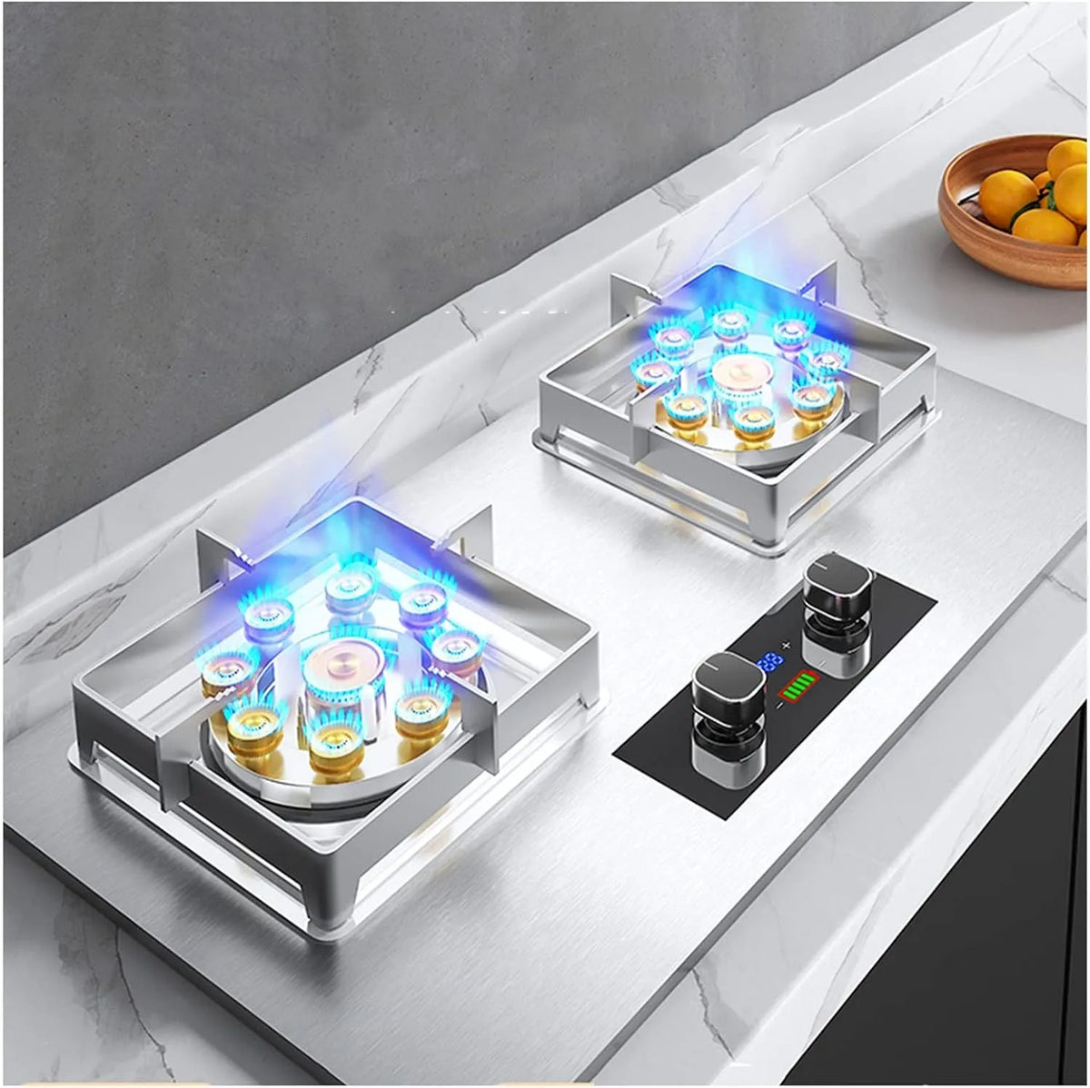 Gaskochfeld, 29, 5 Zoll, Gaskocher, Silber, 2 KW, Size: NG, Gasherd 29, Gehärtetes Glas, Leicht Zu Reinigen, For Wohnmobile, Color: Silver