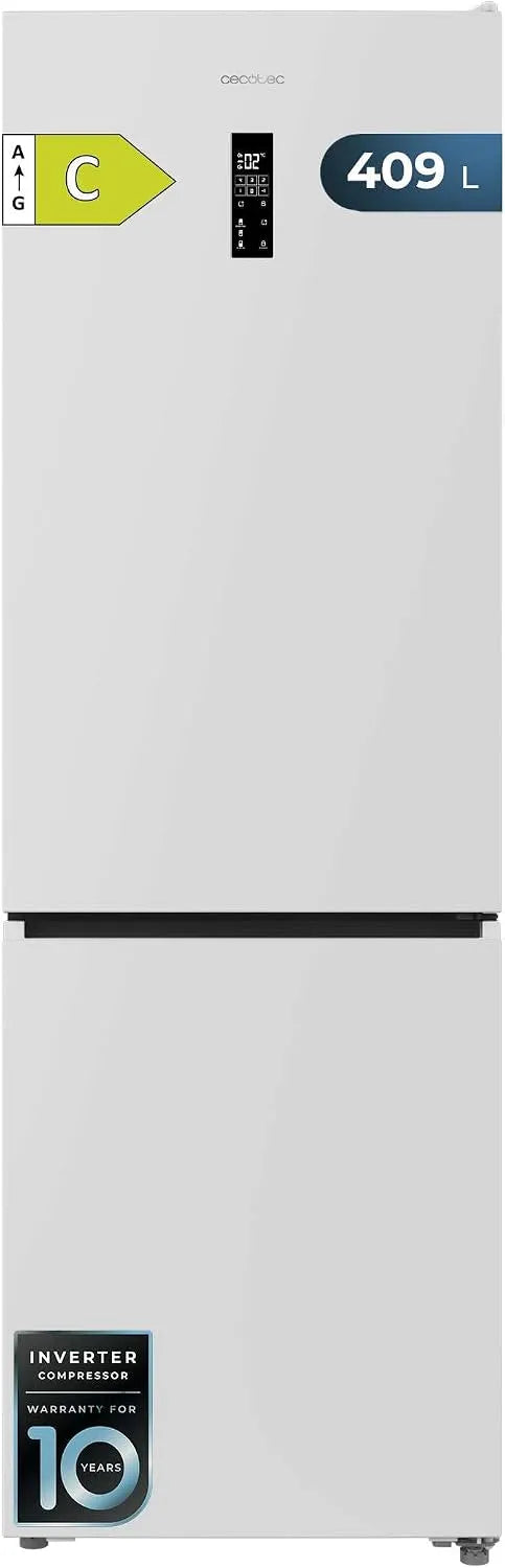 Cecotec Bolero CoolMarket Combi Kühlschrank, 409 L, No Frost, Inverter, Weiß, Max Inside mit VIP Tech, Höhe 185 cm, niedriger Stromverbrauch, variable