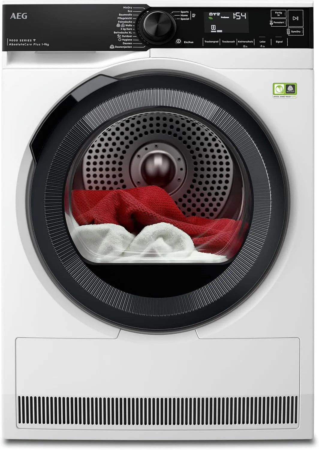 AEG Serie 9000 3D-Scan Wäschetrockner, 9 kg, WLAN, 3D-Optik, TR9W75790, Serie 9000 AbsoluteCarePlus: Daunentrocknung, Punktgenaue Trocknung mit