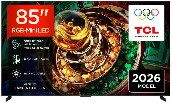 TCL 85RM9L Smart TV, 85 Zoll, Fernseher, 4K UHD, HDR, 000 Nits, 4.000 Nits, TCL 85RM9L 85 Zoll RGB-Mini LED 4K HDR10+ Smart TV
